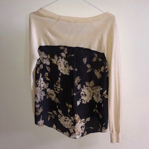 MOTH Floral Print and Solid Light Sweater